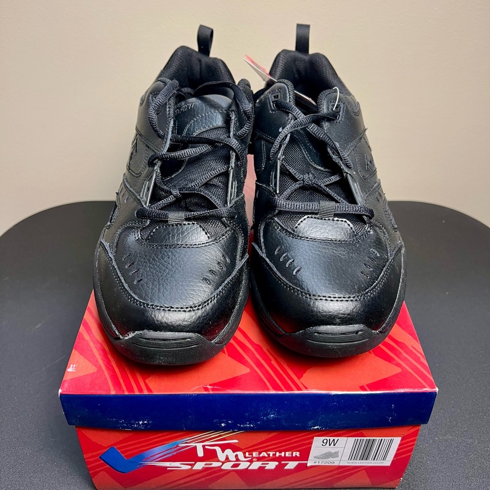 NEW Men Black 9W TM Leather Sport Tom McCann